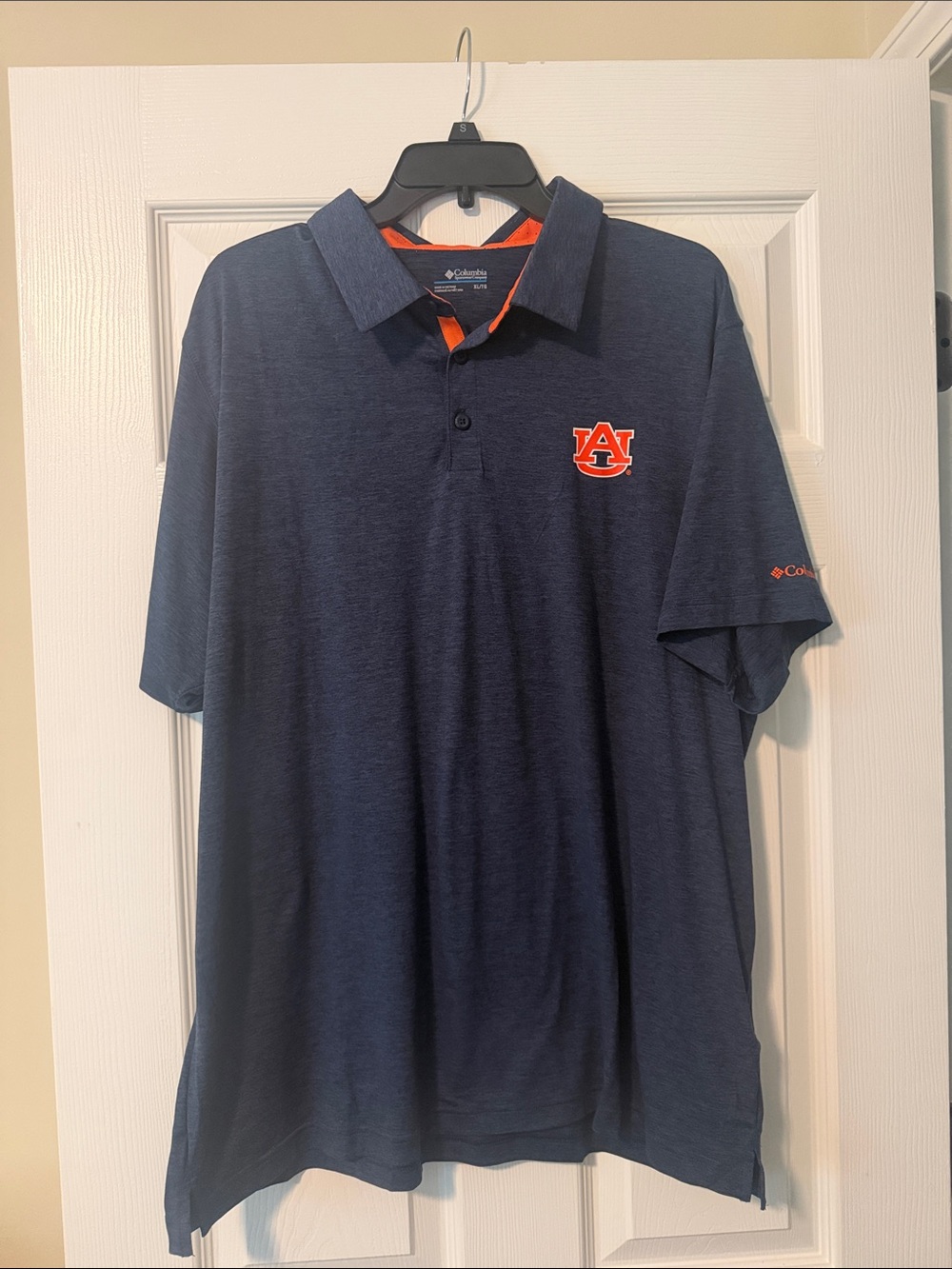 Columbia Navy Polo with Orange Auburn Crest